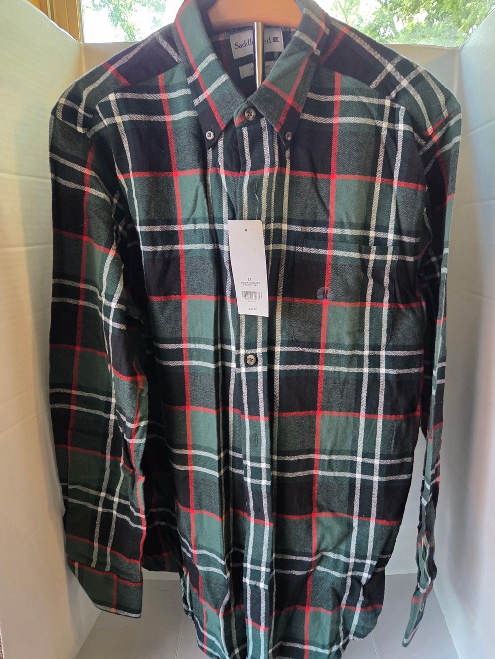 Saddlebred Plaid Button Down Shirt Red Green Size Medium With Tags